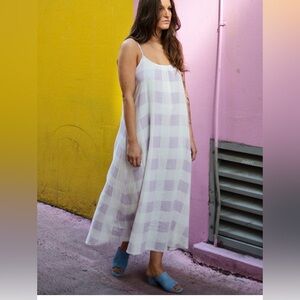 Nation Lila Purple and White Checkered Maxi Dress $180 100% cotton